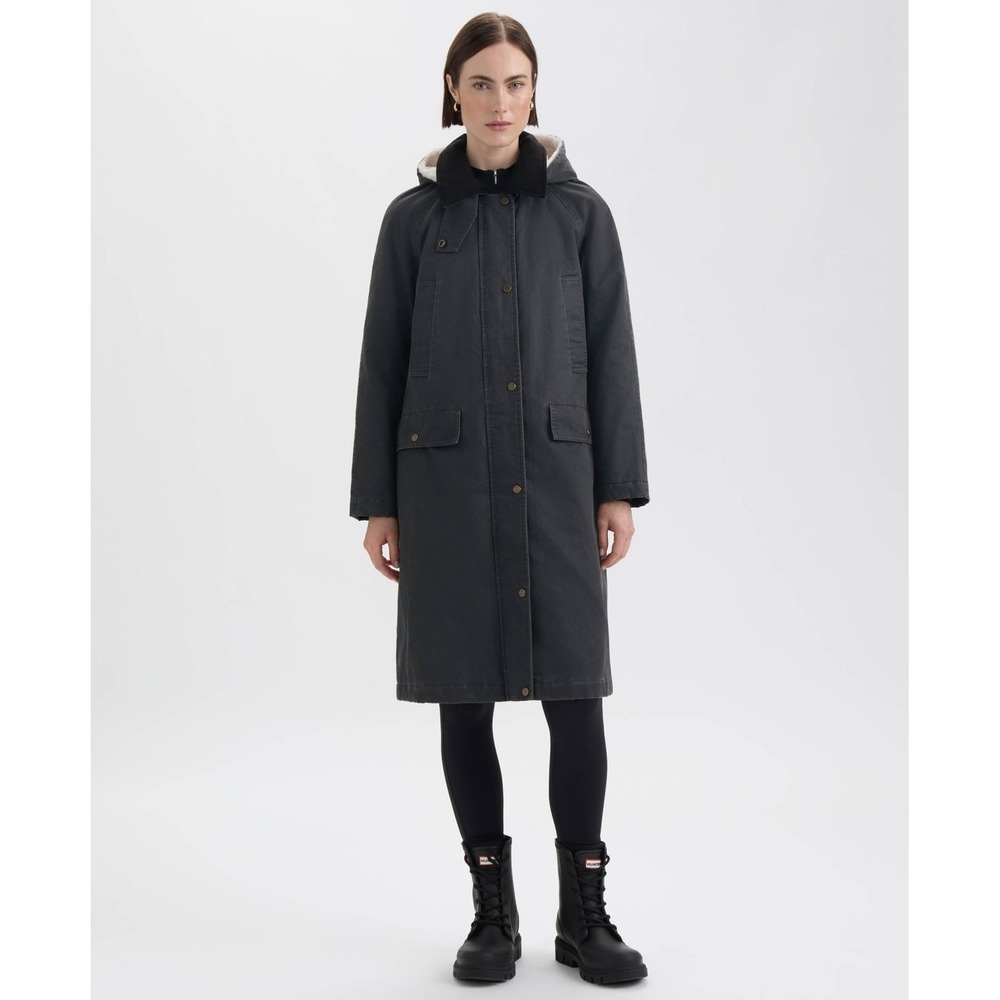 HUNTER Ellie Faux Fur-Lined Hooded Parka Coat Black Women's Size S